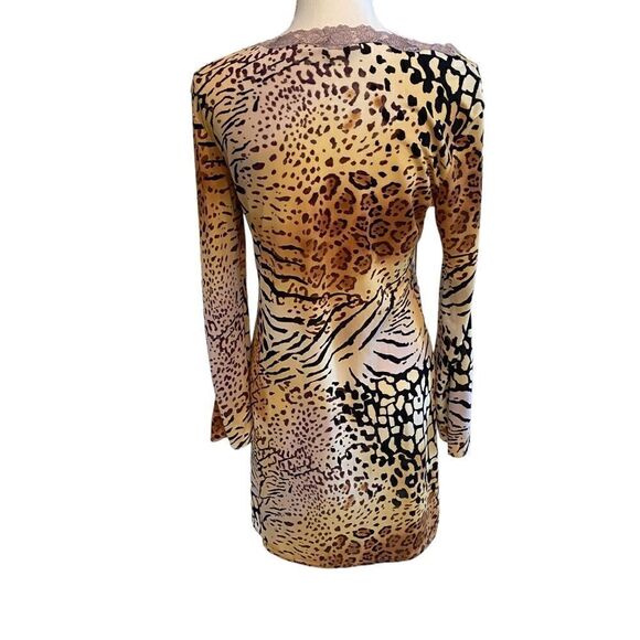 Natori Animal Print Dress Lace Trim Size Small - Picture 6 of 11
